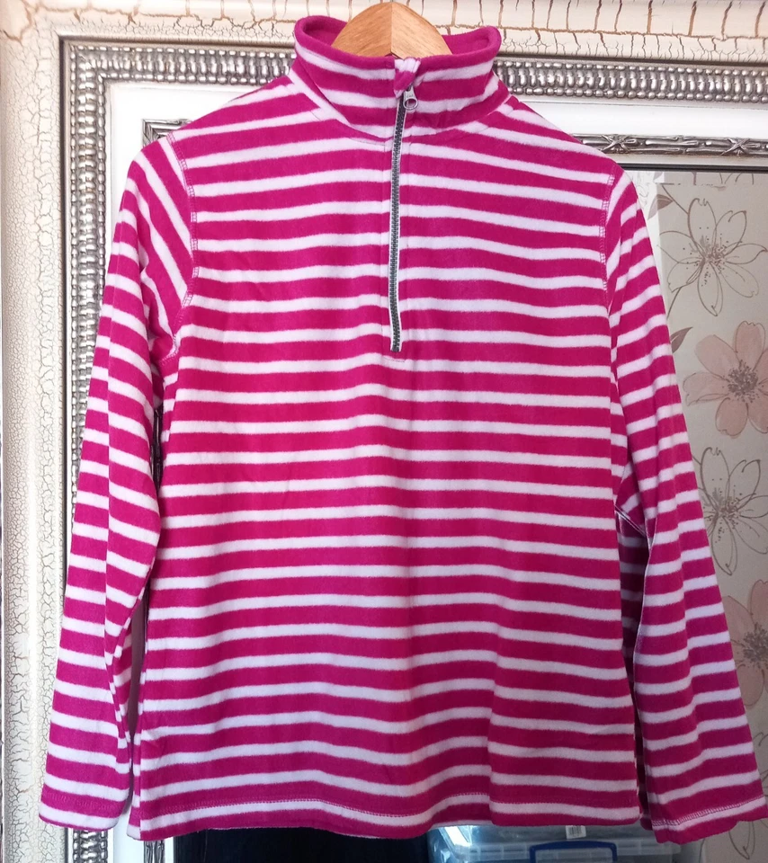 New GAP Ladies Smart Pink White Striped Very Lightweight Long Sleeve Fleece UK L - Image 2 of 4