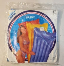 Vintage 1994 Intex Wet Set 72" x 27" Pool Float Lounge Blue Air Mat Mattress NOS