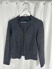 100 Wool Jacket Vintage Medium Dark Gray Colour Works M Zips Fitted Womens Grey