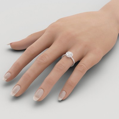 F/VS 2 Carat Lab Created Diamond Engagement Ring - 14K White Gold, 5/8ct Center With 94 Diamonds, Gift Box Included - View #12