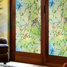 Stained Glass Window Film,3D Decorative Static Cling Window Privacy Film,Non-...