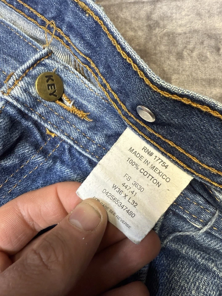 Jeans Key Vintage Para Hombre 36x32 Azul Denim Doble Rodilla Leñador Carpintero Envejecido Foto 4 de 4