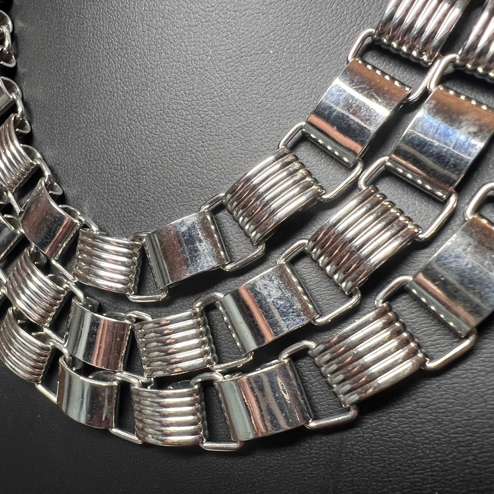 Statement Gunmetal Plated Multi Layer Choker Laye… - image 2