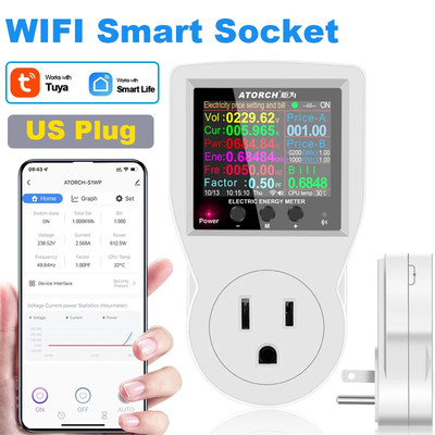 AC85-265V 16A Tuya WIFI Smart Socket Digital Wattmeter Electricity Consumption P
