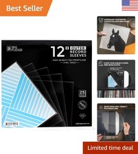 25 Pack High-Density Polypropylene Vinyl Record Sleeves - 12" Clear Covers