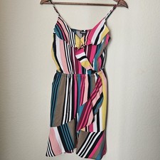 Express Ruffle Front Mini Dress Womens Size XS Multicolor Stripe Sleeveless