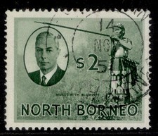 NORTH BORNEO GVI SG368, $2 grey-green, FINE USED. Cat &pound;24.