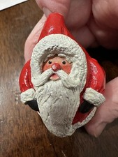 Vintage Christmas Santa Claus Figurine Hand Thrown Clay Artist Signed  89, 2  