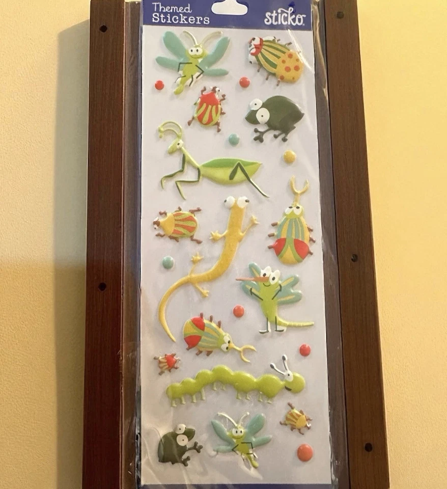 Sticko ekSucess BUGS Vinyl Raised Stickers  23 Pieces Colorful big Eyes Vintage - Image 2 of 4