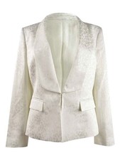 Kasper Women's Plus Size Tonal-Print Shawl-Lapel Blazer 16W, Vanilla Ice