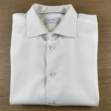Eton Contemporary Fit Men s White 100 Cotton Button Dress Shirt XL 47/18.5