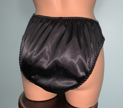 NEW Glossy Satin & Lace XL  8 Hi Cut Bikini Panties Lace Inset at Hip
