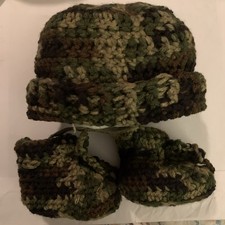 Newborn Hand Crocheted Warm Hat and Booties