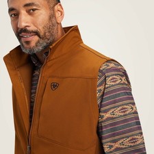 Chaleco Ariat Hombre Logo 2.0 Softshell Marrón Castaño Cremallera Completa Nuevo