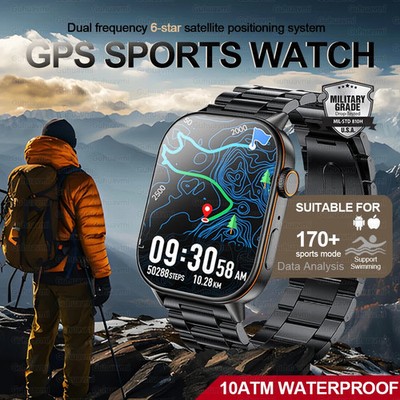 2025 New Outdoor Military GPS Smart Watch 2.01-inch AMOLED Screen BT Call 178+ S