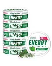 Grinds Energy Pouches Natural Caffeine B-Vitamins Sugar-Free 0 Cal Wintergr 6-PK