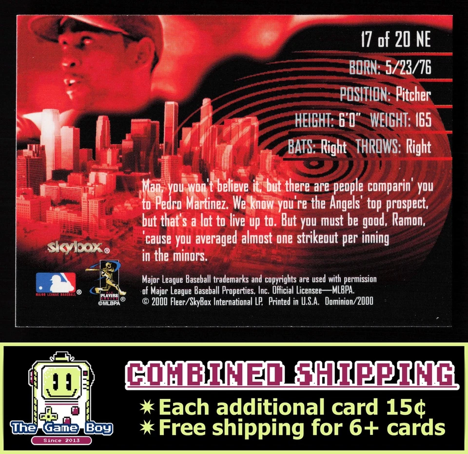 2000 SkyBox Dominion New Era #17NE Ramon Ortiz Anaheim Angels - Image 2 of 2