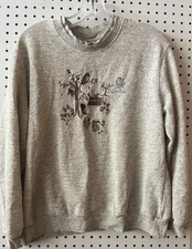 Vintage Teddi Shirt L Embroidered Stitched Owl, Squirrel, Tree