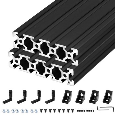 2Pack 2080 T Slot Aluminum Extrusion 1220mm Black Extruded Aluminum Profile 2...