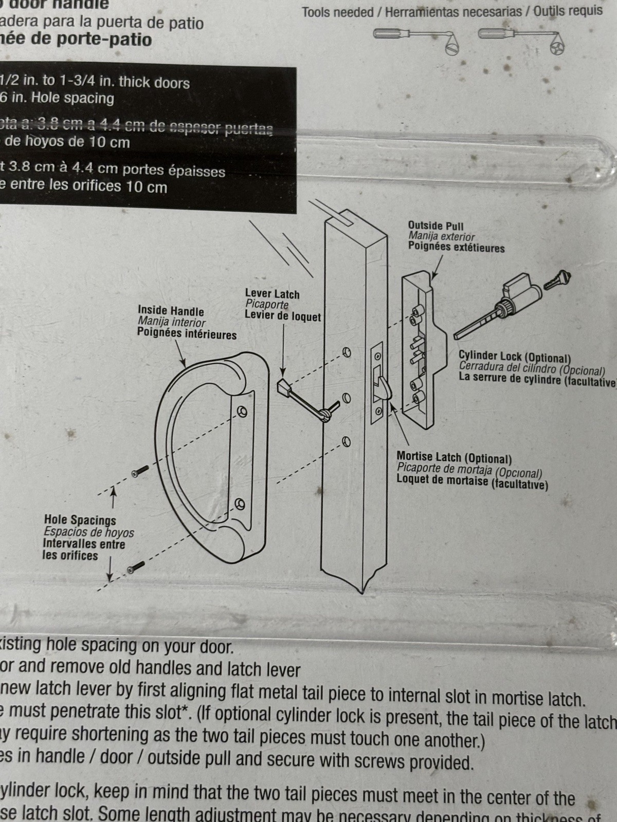 Prime-line Sliding glass Door Handle Set, 3-15/16 in., Diecast, Black #C 1224
