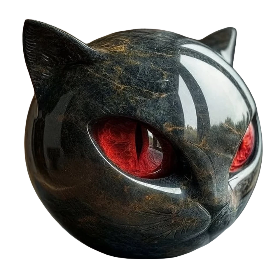 Cabeza de Gato Negro Escultura Mármol Textura Curación Recuerdo Regalo EE. UU. Foto 4 de 4