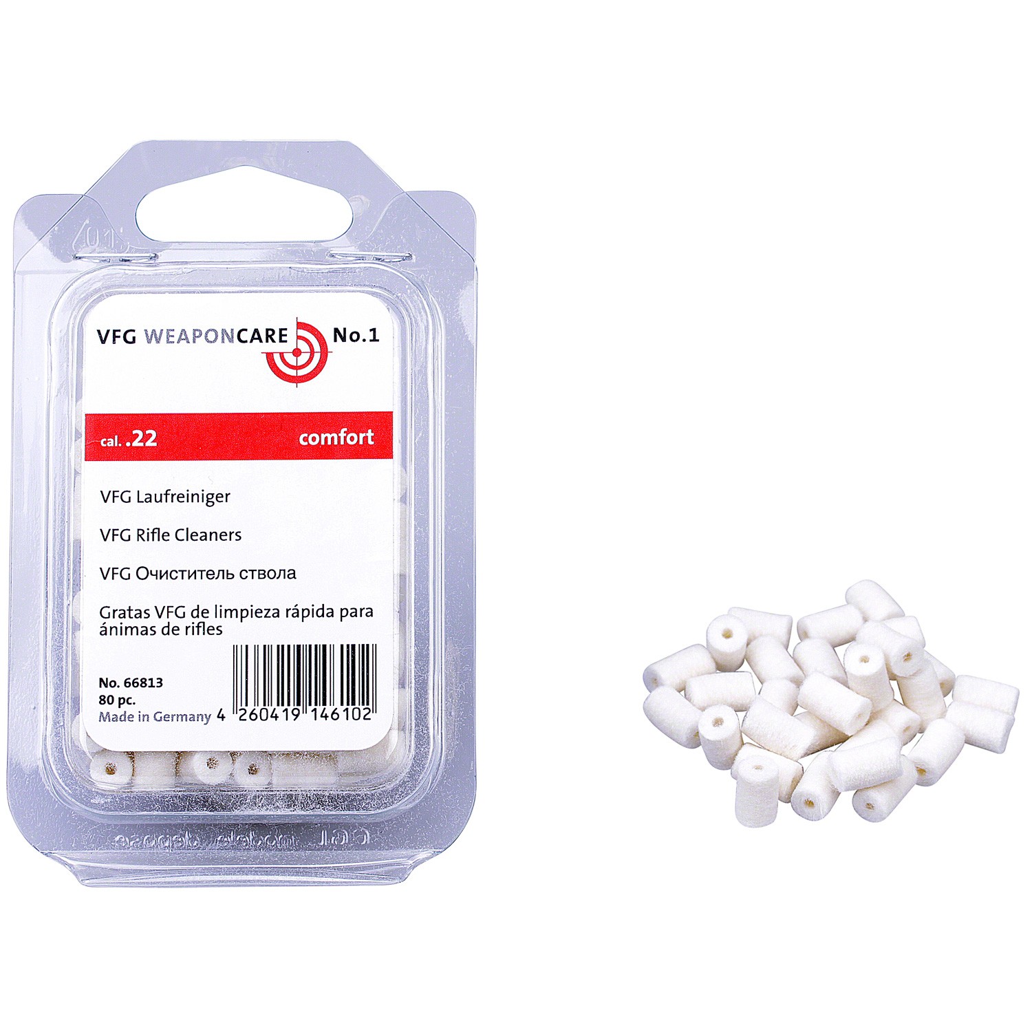 VFG 5.5mm .22 Match Airgun Rifle Pistol Comfort Barrel Cleaning Felts 80 Pack