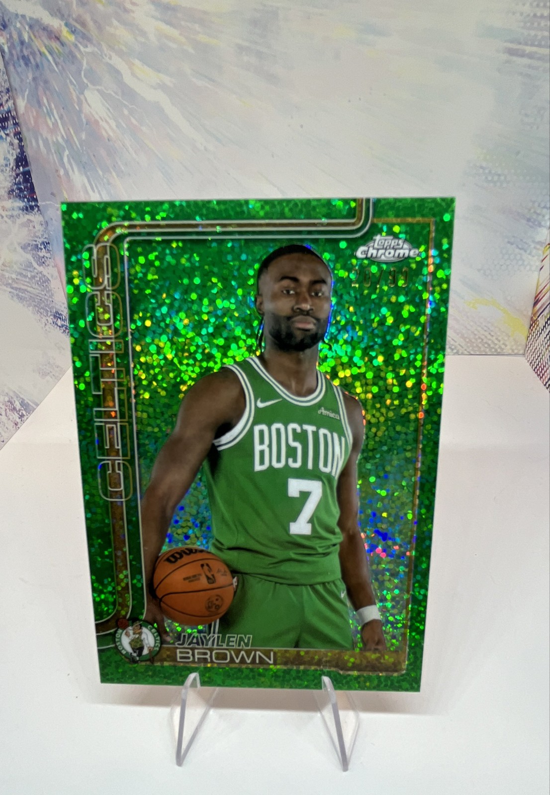 2025-26 Topps Chrome - Image Variation Jaylen Brown #51 Green Speckle /99 Refrac