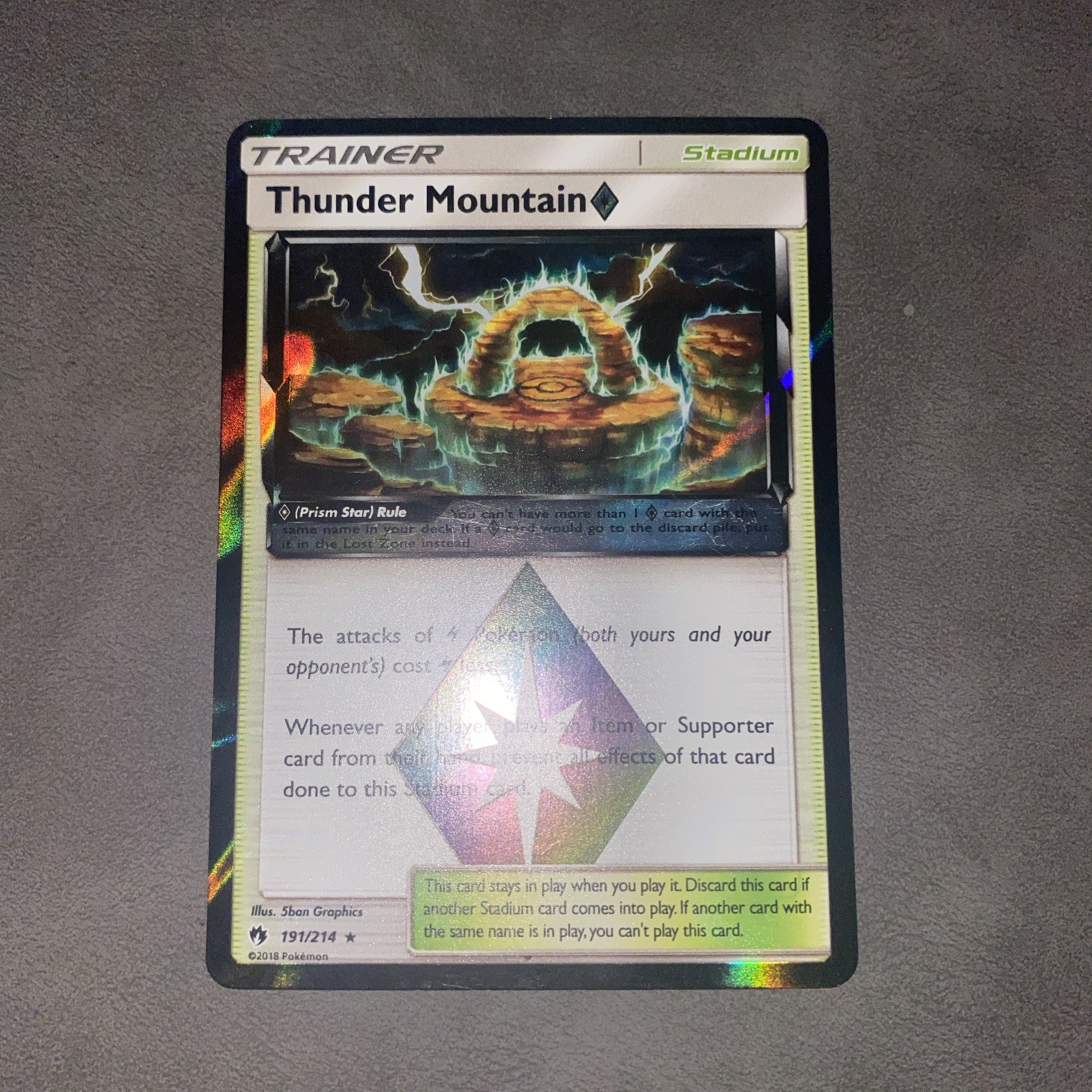 Thunder Mountain Prism Star 191/214 Lost Thunder Holo Pokemon Card LP