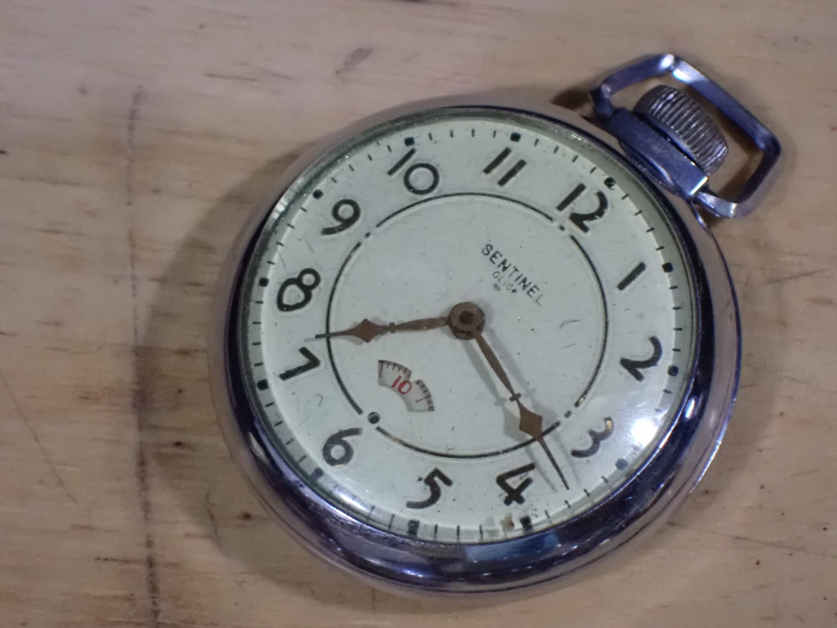 Ingraham Chrome Case Open Face Pocket Watch Pocket Watches with