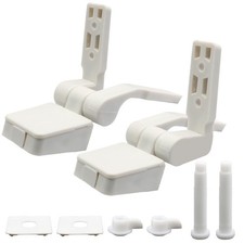 1 Pair White Plastic Toilet Seat Hinges Replacement with Bolts Nuts Hardware