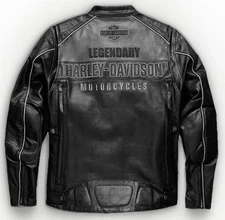 Grey Legendary Dual Vents Motorcycle Votary Cowhide Leather HD Motorbike Jacket