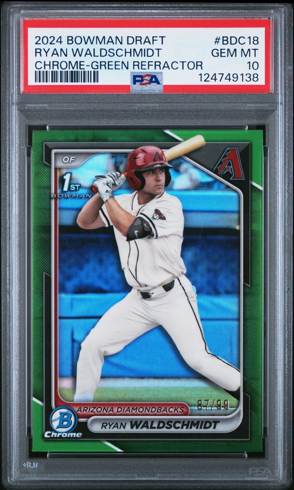 2024 BOWMAN DRAFT CHROME-GREEN REFRACTOR #BDC18 RYAN WALDSCHMIDT 87/99 PSA 10