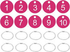 1-10 Number Tags, 10Pcs Round ID Number Key Tags Plastic Numbered Keychain wi...