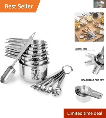 13-Piece Stainless Steel Measuring Cups & Spoons Set - Silver Elegance