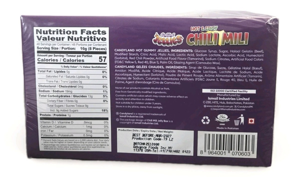 Chili Mili Spicy Jelly (24 Packets) New Gummy Candy! Halal (New