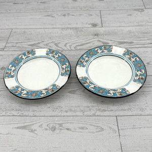 VTG Wedgwood Florentine Set Turquoise Ashtrays Gryphon Bone China