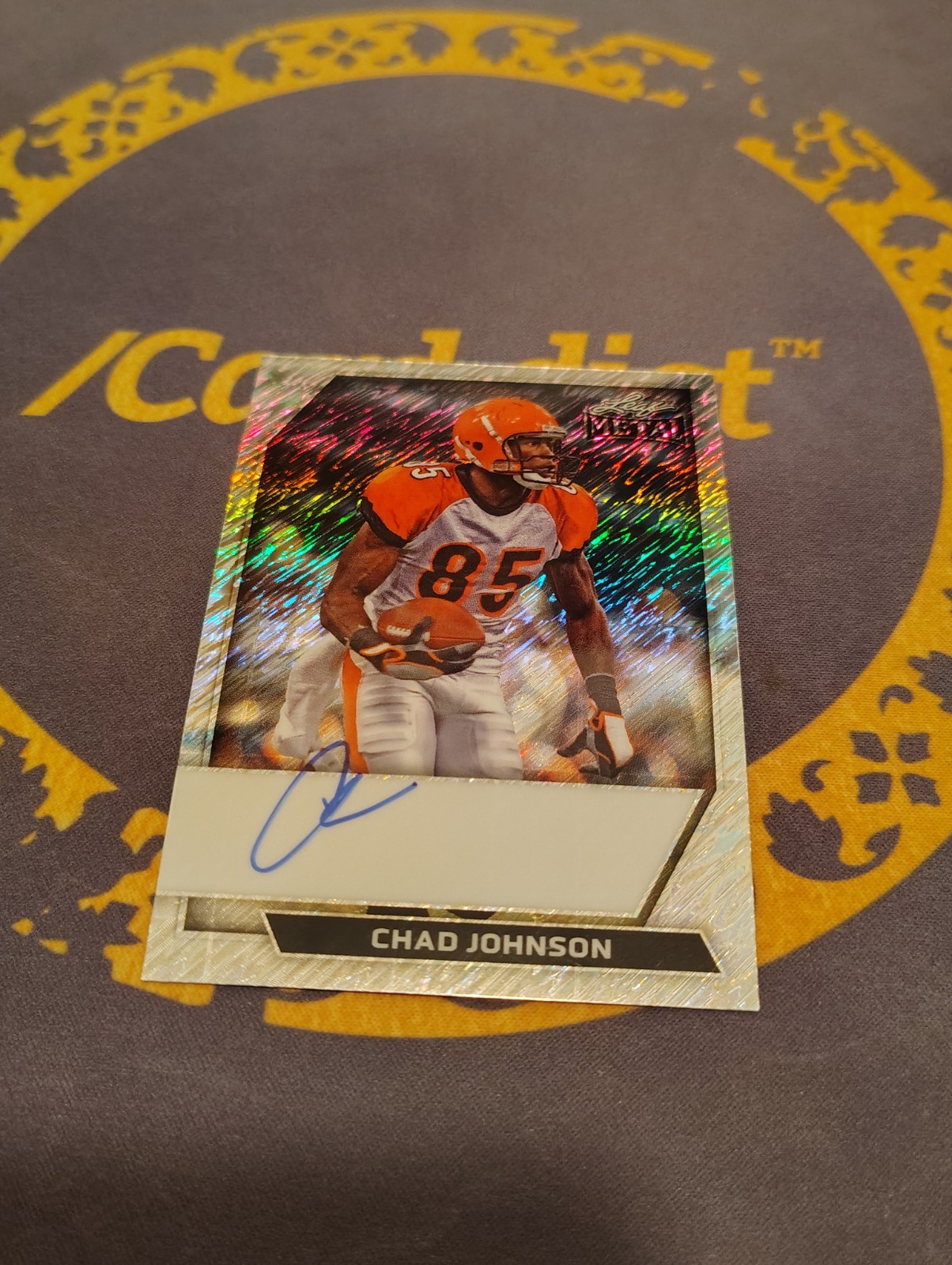 Chad Johnson 2026 Leaf Metal Football Silver Shimmer Autograph /9 On Card Auto