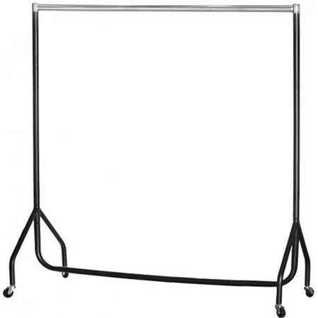 JUNIOR GARMENT RAIL BLACK WITH CHROME TOP 1200mm 4FT  Child Clothes Rack wheels