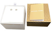 Michael Kors White Metal Earrings with original packaging