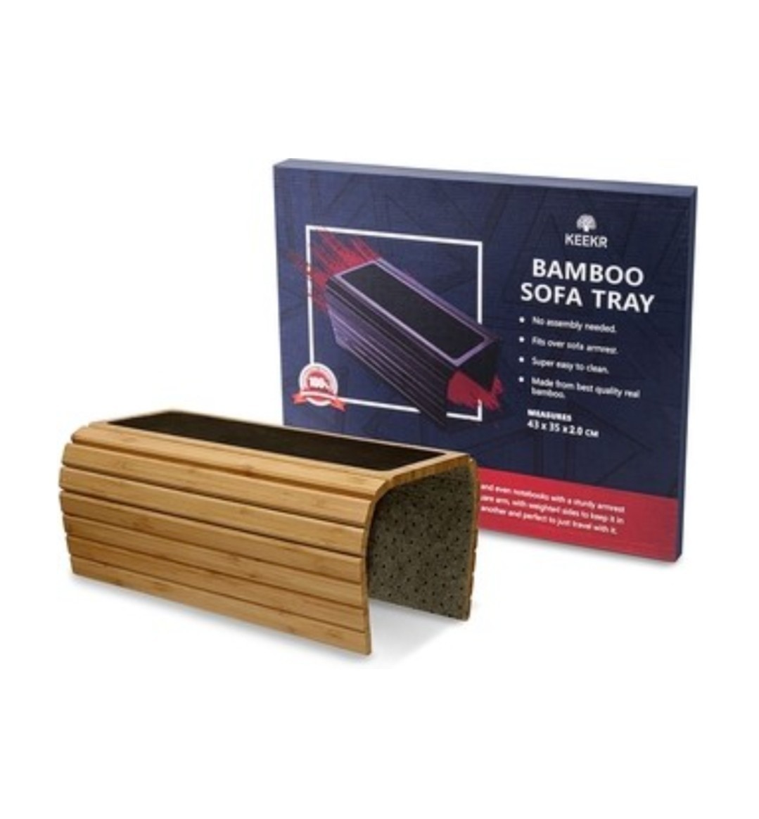 GEHE Bamboo Sofa Arm Tray, Foldable Couch Arm Tray Side Table, Anti-Falling A...