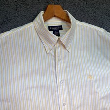 Brooks Brothers Button Down Shirt Mens XL Non-Iron Supima Cotton Yellow Blue