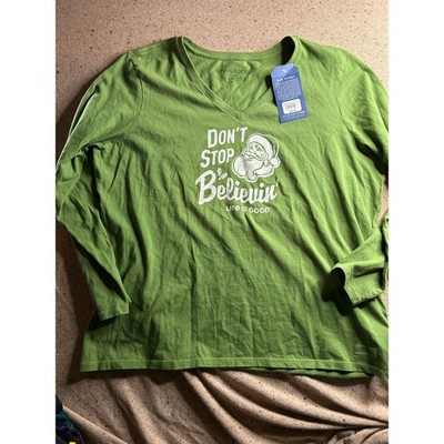 NWT Life Is Good  Don t Stop Believin   Santa Long Sleeve Tee XXL