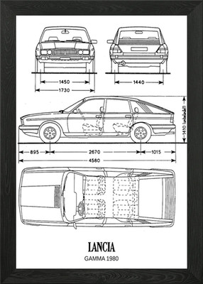 BNW Lancia Gamma 1980 Framed Wall Art Poster Canvas Print Picture