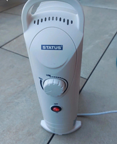 Status Portable Oil Filled Radiator Heater White 2 Heat Settings Rotary Knob
