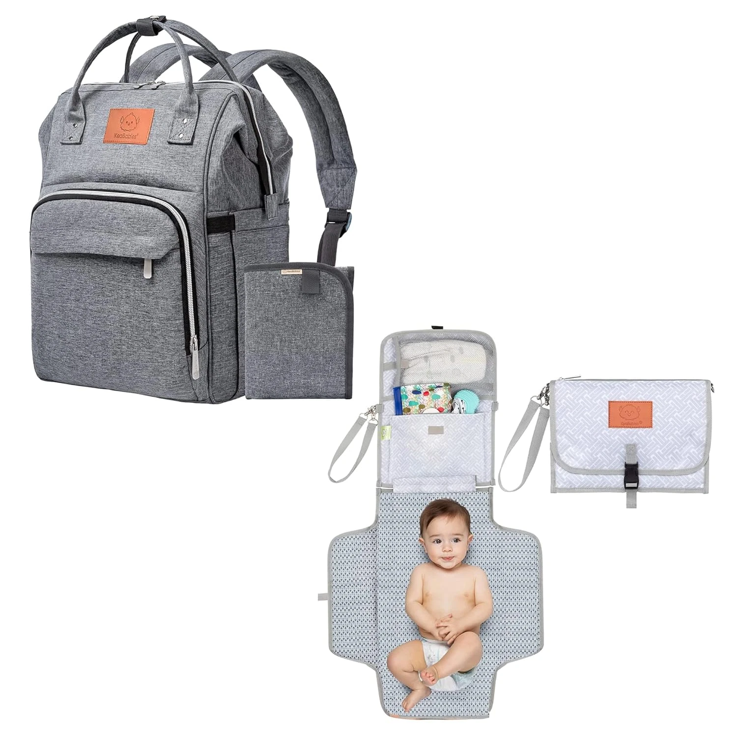Stylish Diaper Bag Backpack with Waterproof Changing Pad - Grey