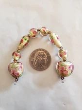 Lampwork Glass Foil Flower Beads Lot Of 8 Pc