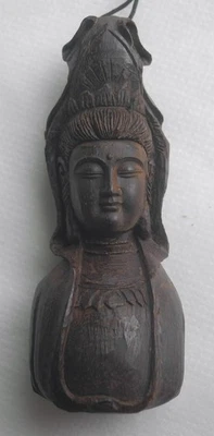 Sculpture statue tête de Bouddha en bois d'agar naturel vietnamien 23,8 g... - Photo 1/4