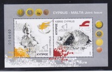 Cyprus 1088 MNH 2008 Introduction of Euro Currency Sheet of 2 Very Fine