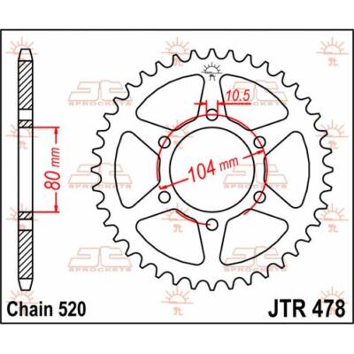 Kawasaki Z 750 S 2005-2006 JT Natural Rear Sprocket 43T 520 JTR478