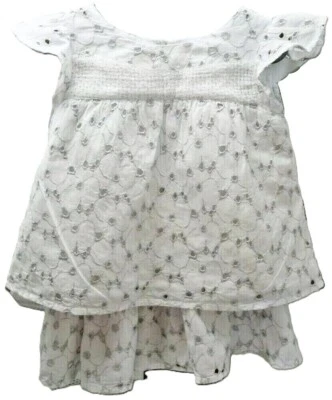 Marèse ensemble haut et jupe broderie anglaise blanc argenté fille 3 ans - Photo 1/4